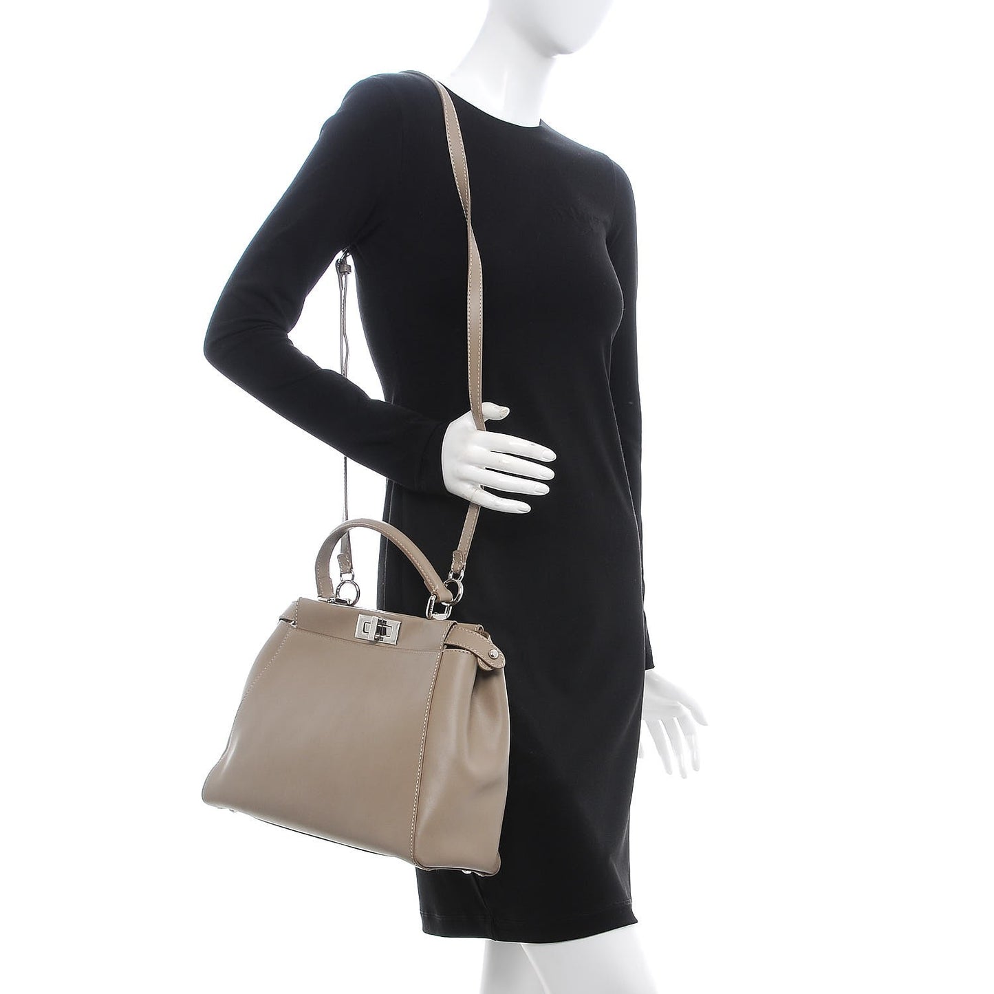 Vitello Morgan Shiny Nappa Medium Peekaboo Iconic Satchel Tortora