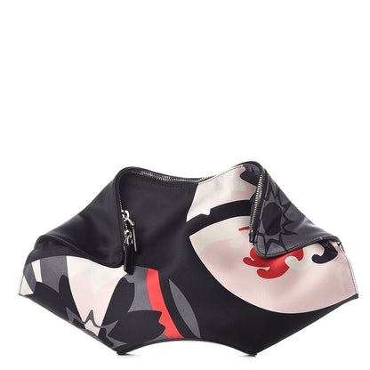 Alexander McQueen Silk Print De Manta Clutch Black Red Pink 1 of 5