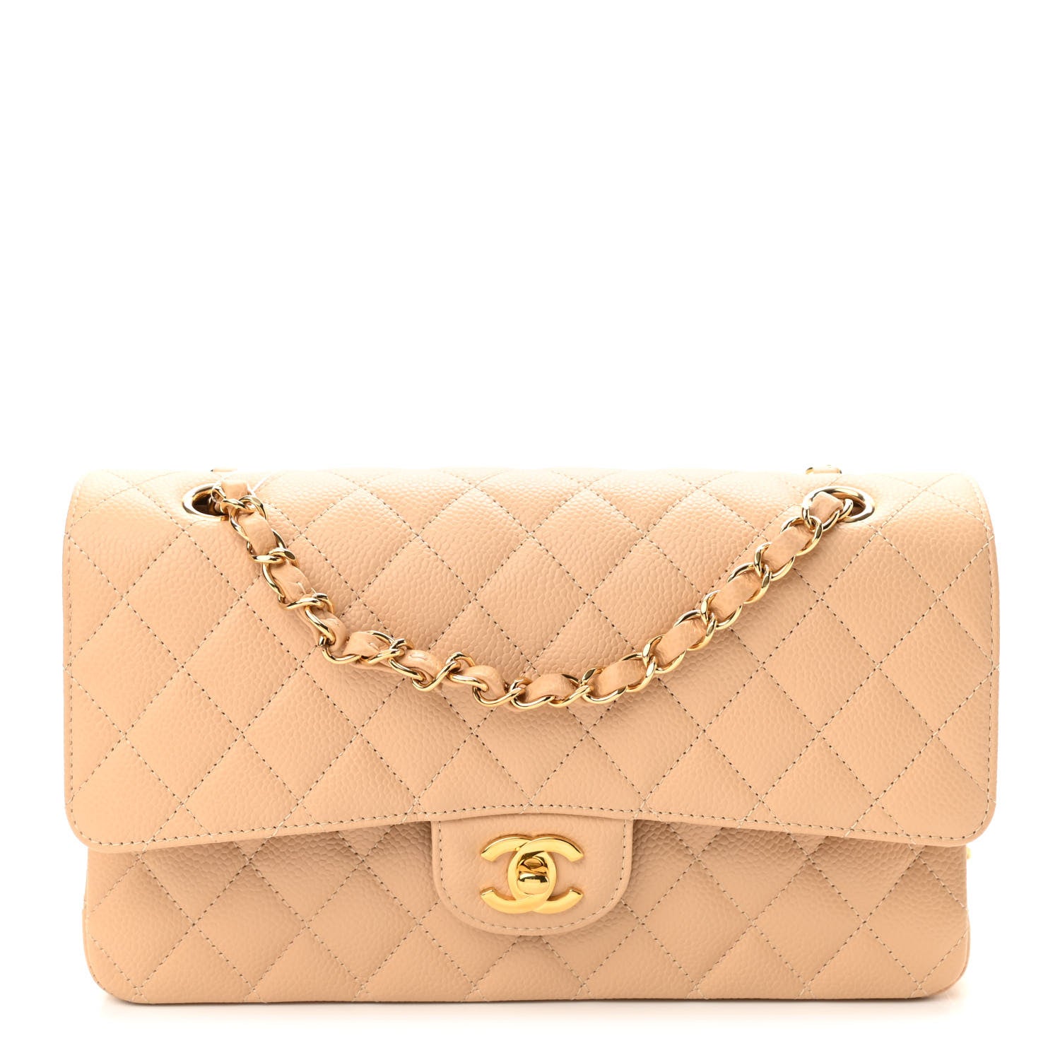 Chanel Caviar Quilted Medium Double Flap Beige 1 of 11