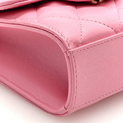 Chanel Lambskin Quilted Top Handle Clutch With Chain Pink 8 of 9