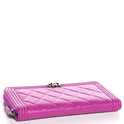 Chanel Lambskin Quilted Boy Zip Wallet Fuchsia 5 of 9