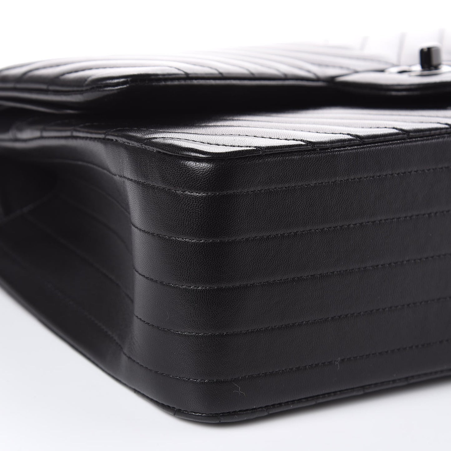 Lambskin Chevron Quilted Jumbo Double Flap So Black