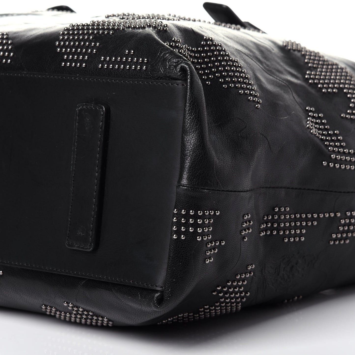 Smooth Calfskin Camo Studded Weekender Bag Black