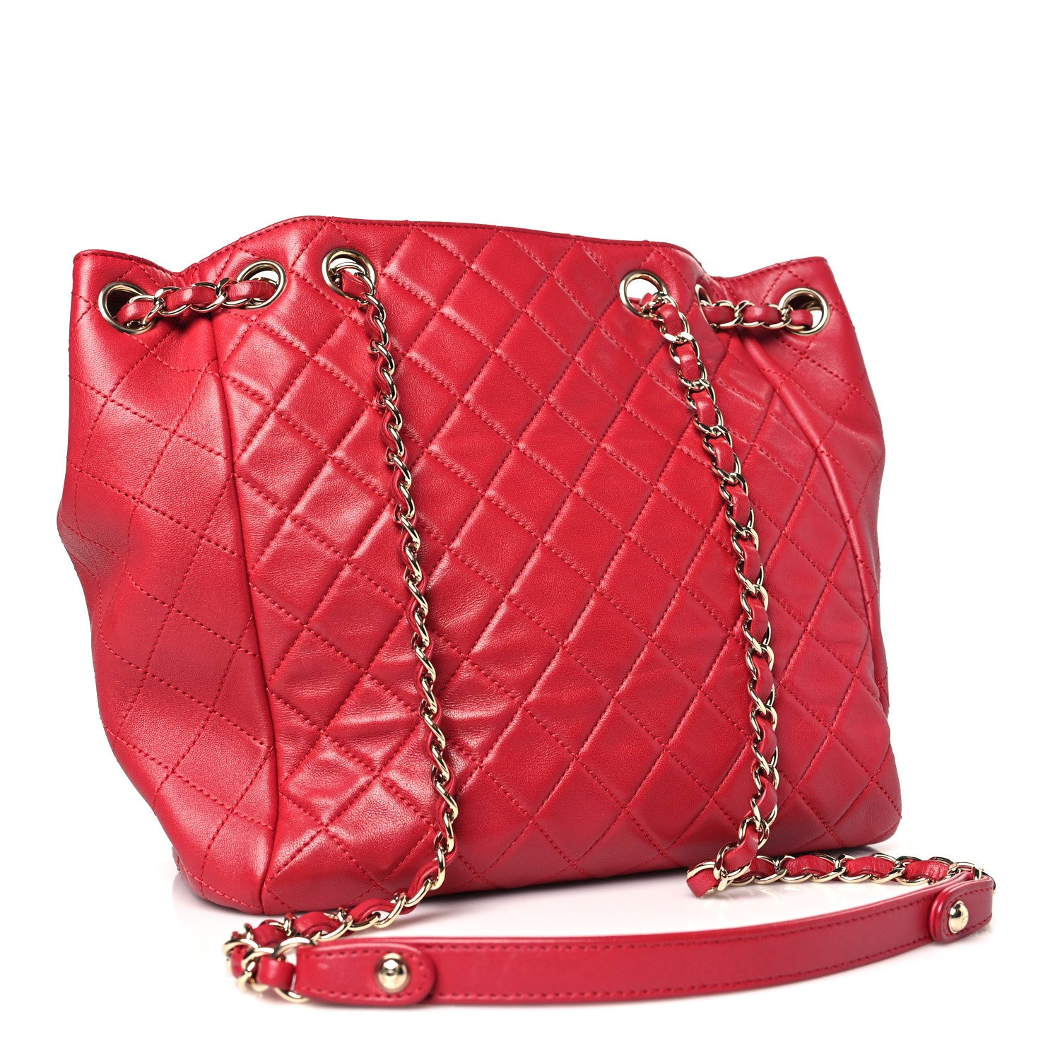 Chanel Lambskin Quilted Small Drawstring Shoulder Bag Dark Pink 3 of 10