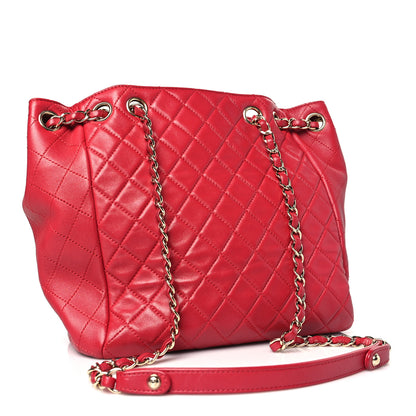 Chanel Lambskin Quilted Small Drawstring Shoulder Bag Dark Pink 3 of 10