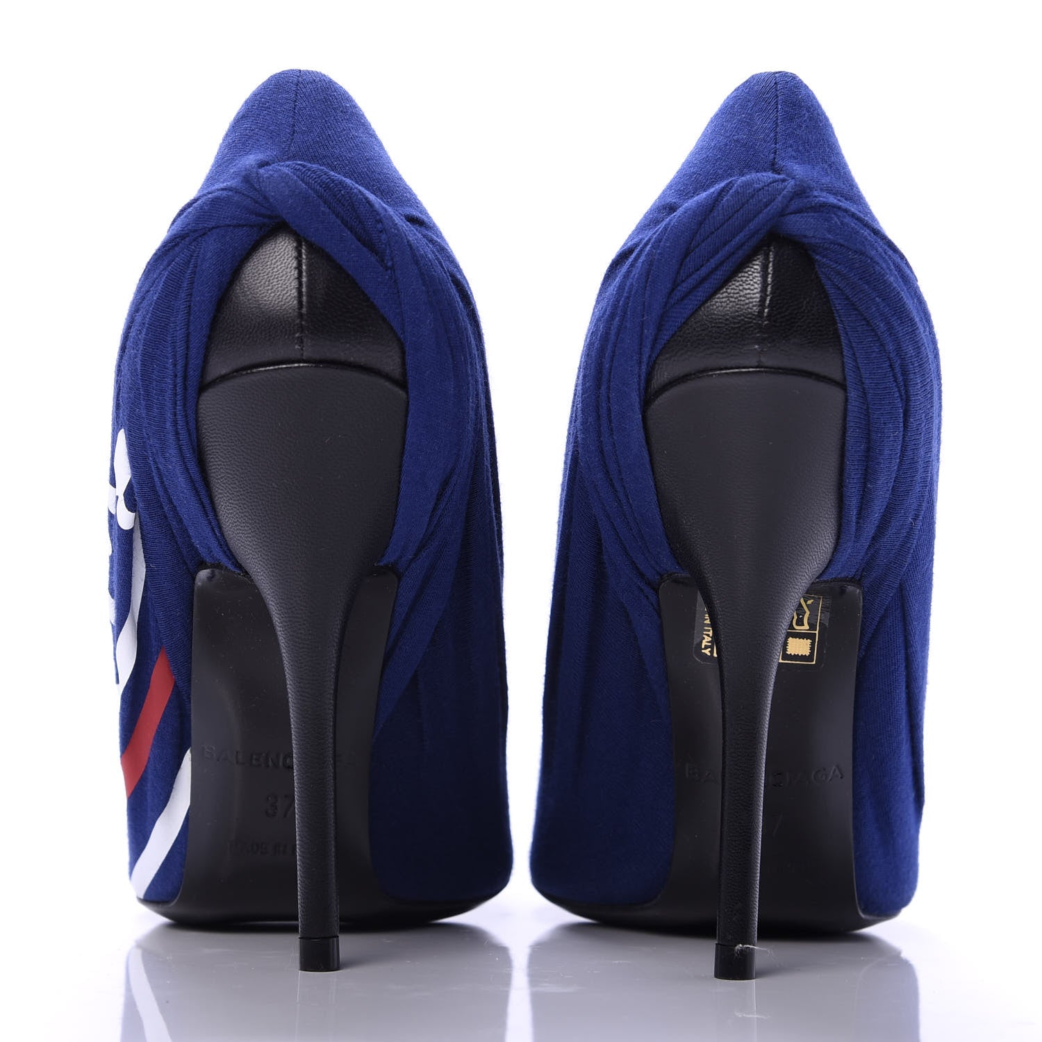 Balenciaga Jersey Crepe Political Campaign Logo Knife 115 Pointed Pumps 37 Blue 6 of 10