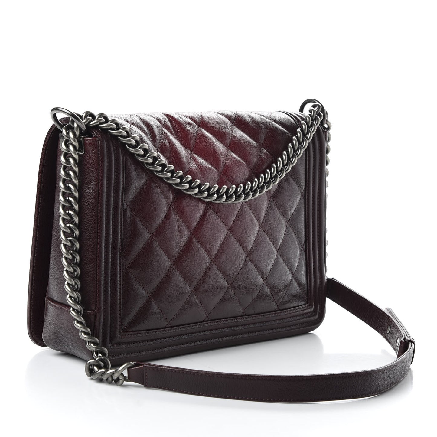 Goatskin Ombre Faded Quilted New Medium Boy Flap Burgundy