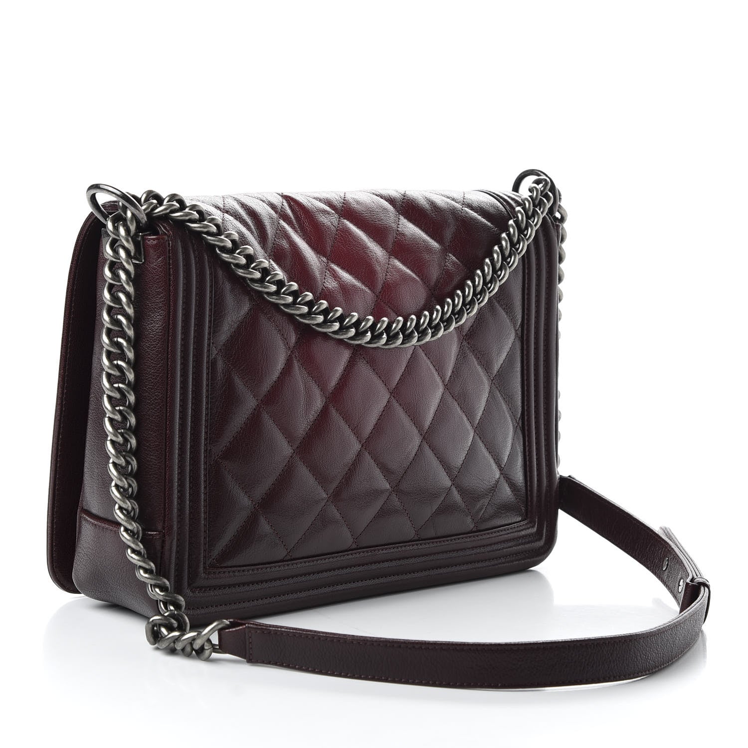 Chanel Goatskin Ombre Faded Quilted New Medium Boy Flap Burgundy 3 of 10