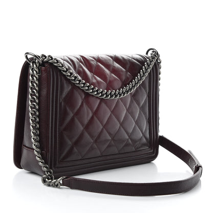 Chanel Goatskin Ombre Faded Quilted New Medium Boy Flap Burgundy 3 of 10