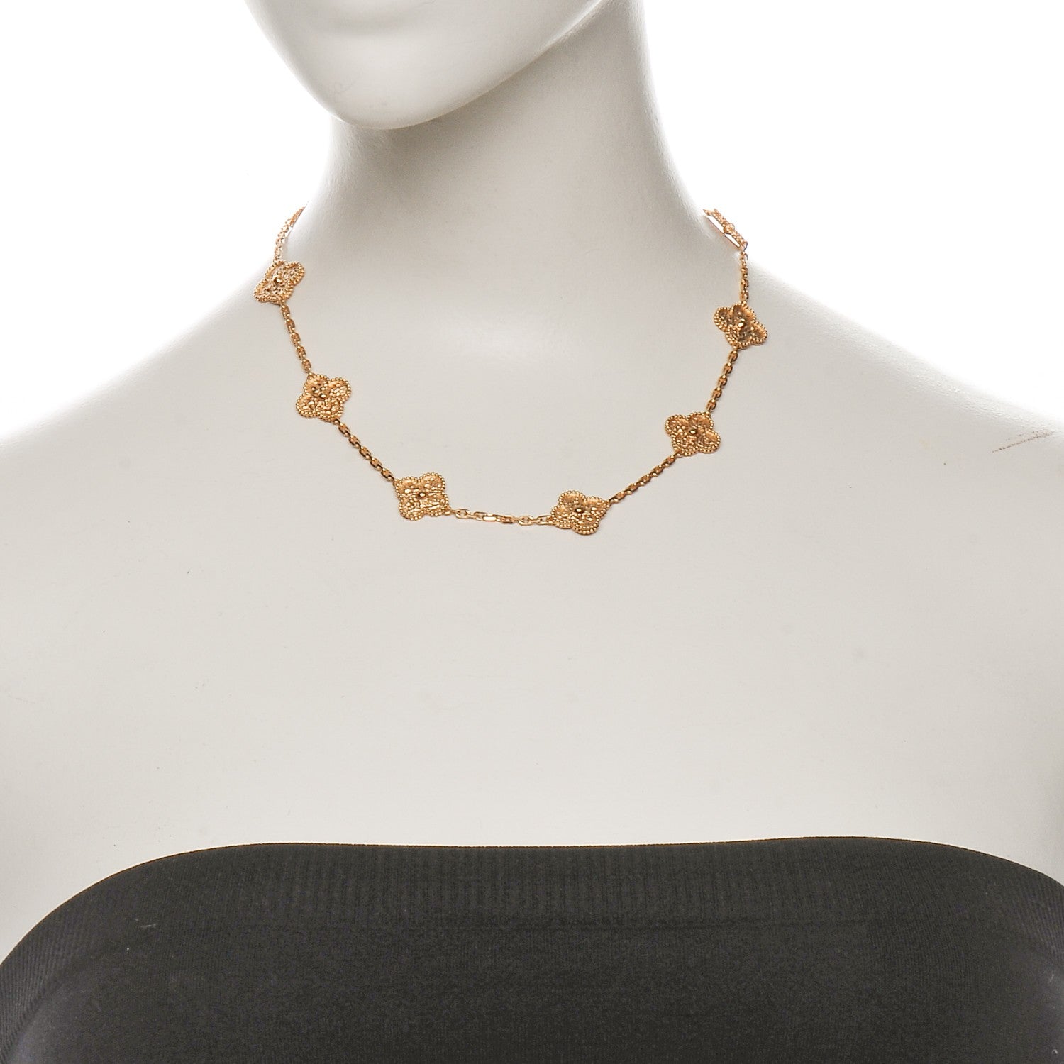 Van Cleef & Arpels 18K Yellow Gold 10 Motifs Vintage Alhambra Necklace 2 of 6