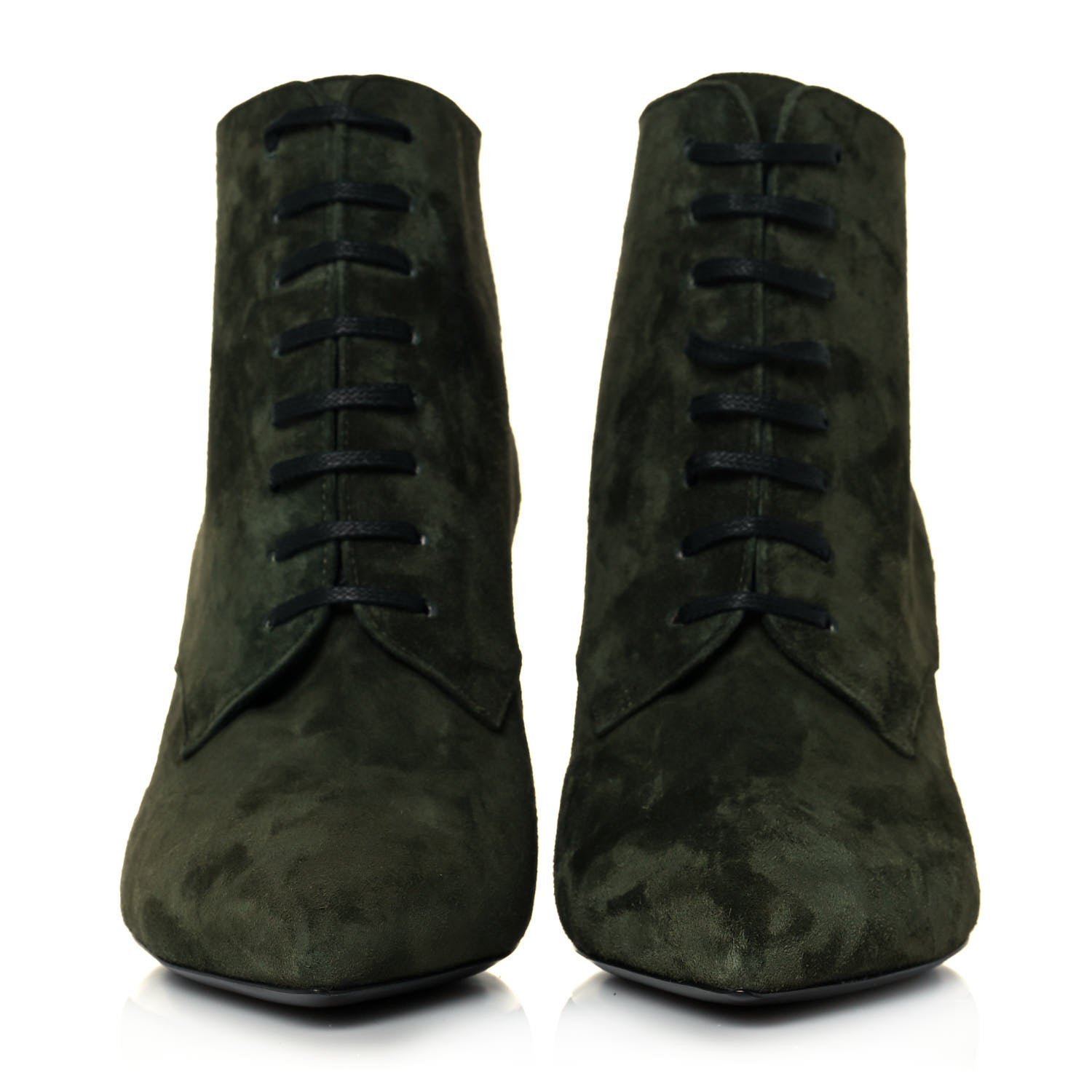 Saint Laurent Suede Kiki Lace-Up Ankle Boot 38 Military 2 of 8