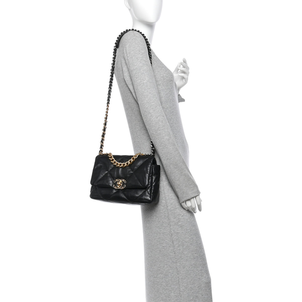 Lambskin Quilted Medium Chanel 19 Flap Black