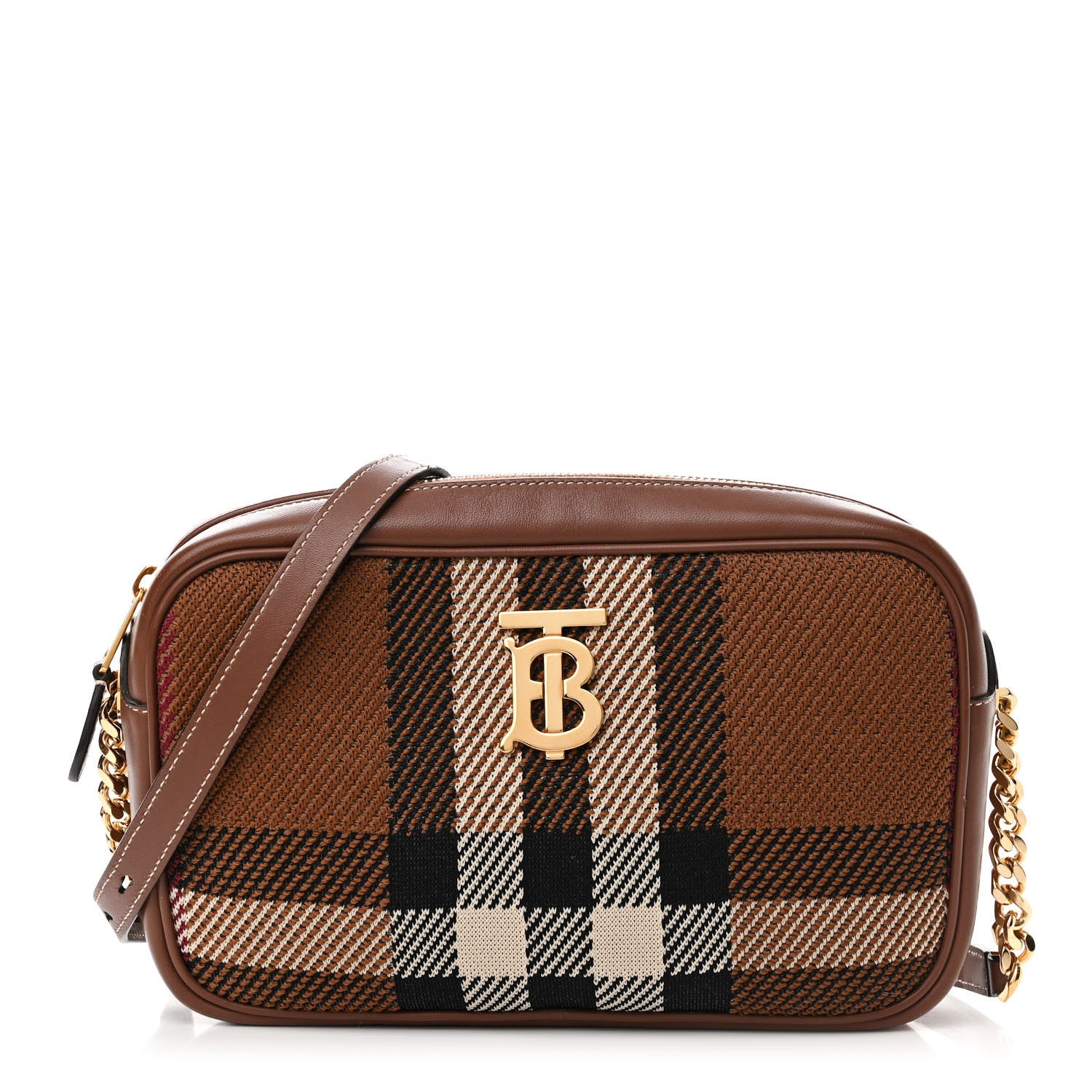 Burberry Calfskin Check Small Lola Camera Bag Dark Birch Brown 1 of 11