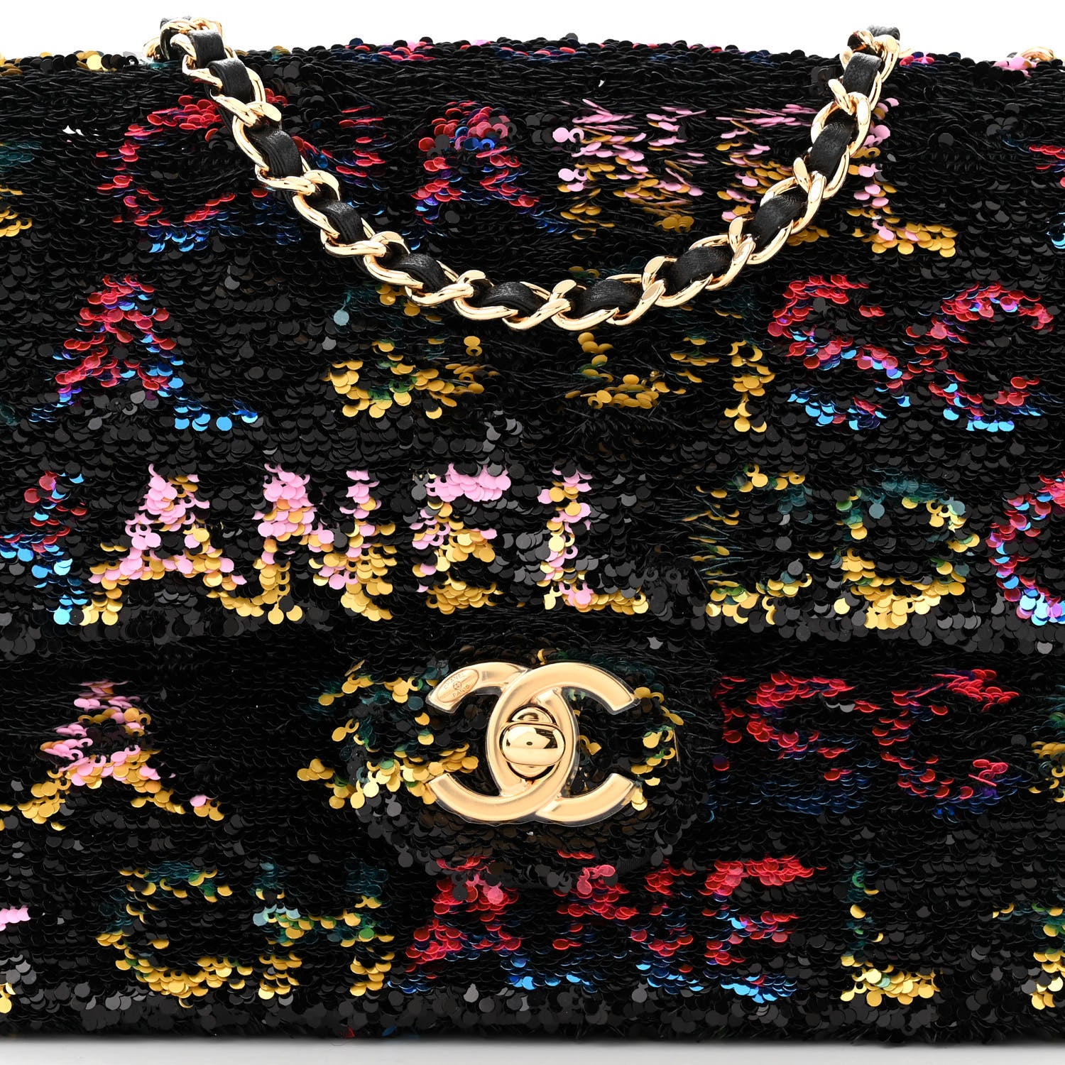 Chanel Sequin Logo CC Small Single Flap Black Multicolor 8 of 11