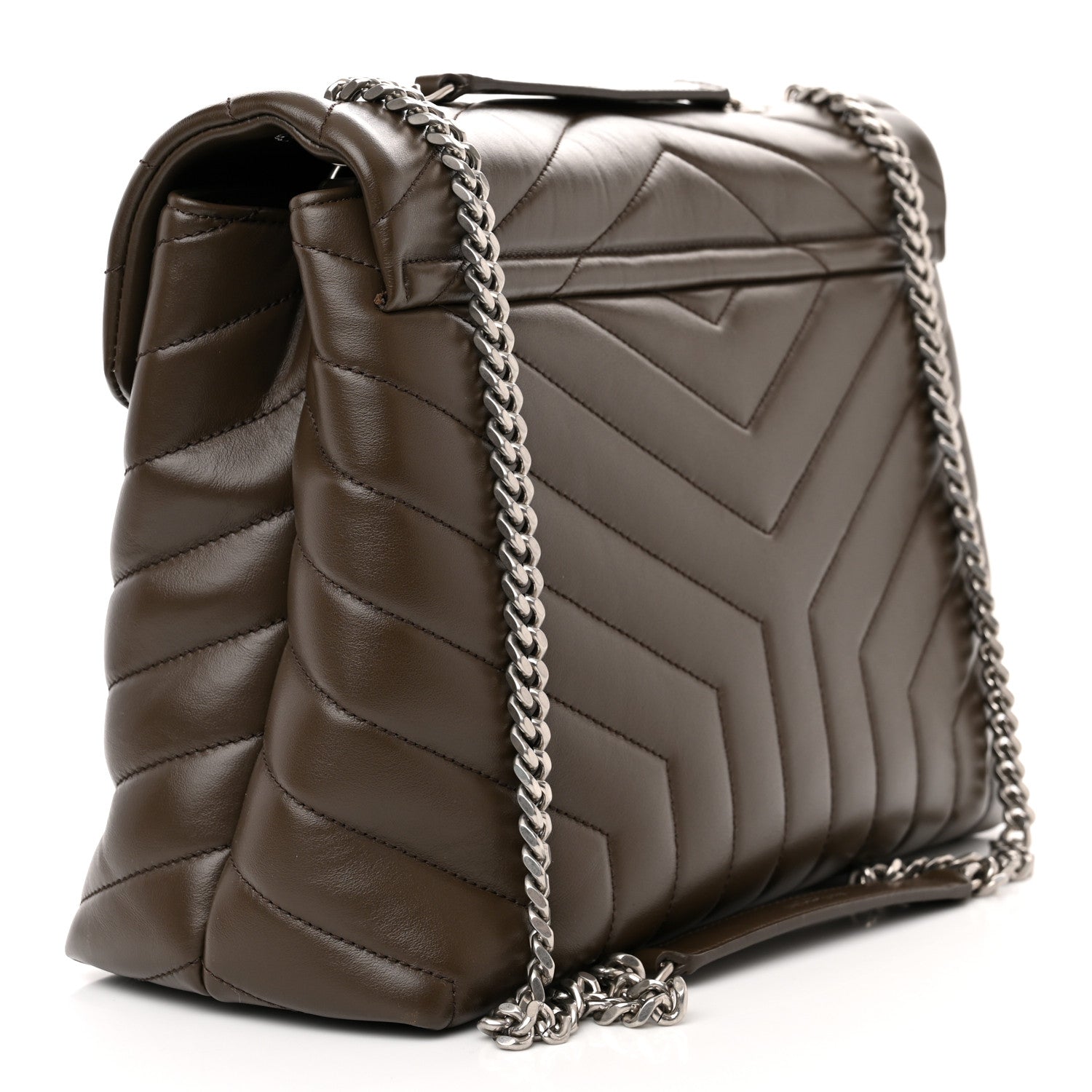 Saint Laurent Calfskin Y Quilted Monogram Medium Loulou Chain Satchel Faggio 3 of 10