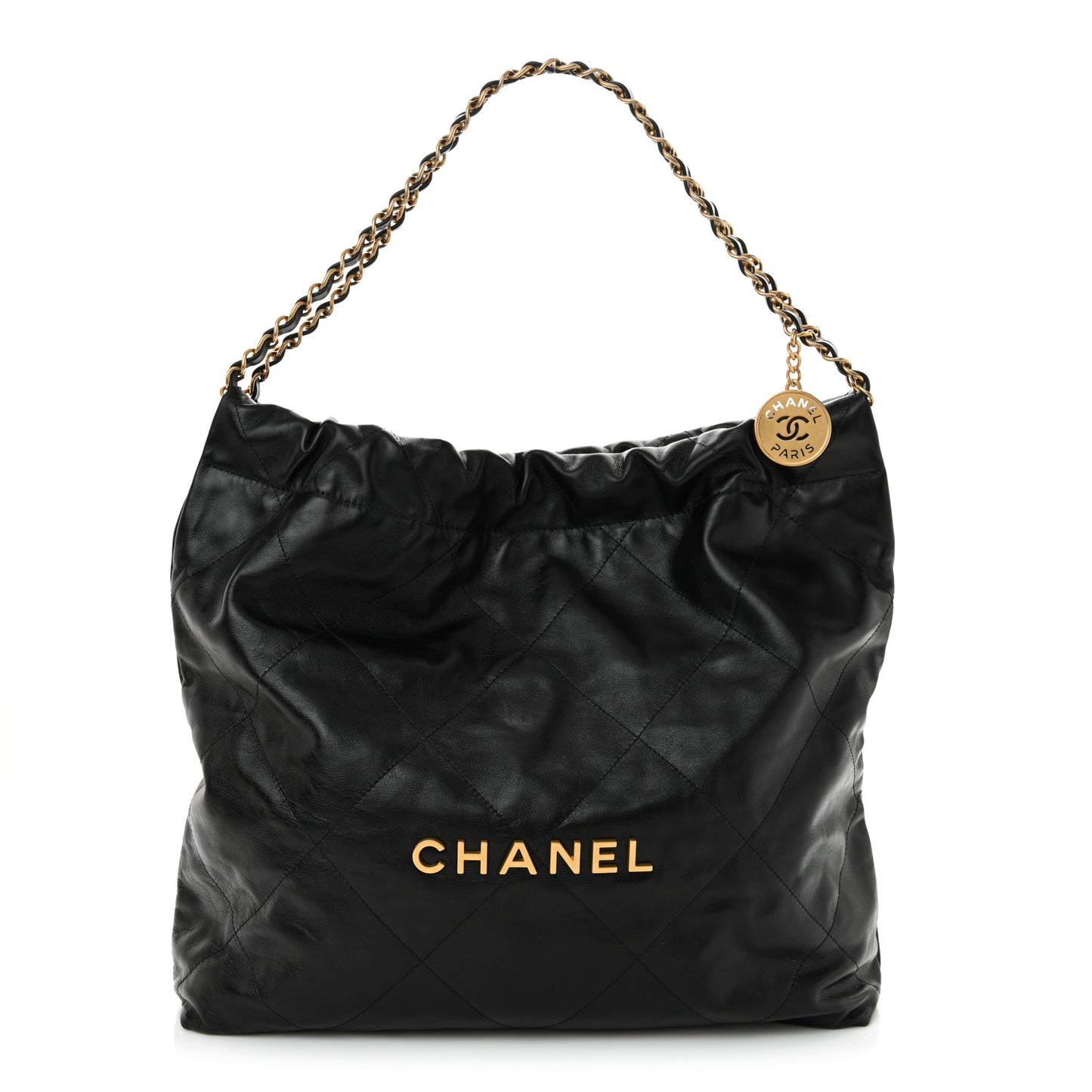 Shiny Calfskin Quilted Chanel 22 Black