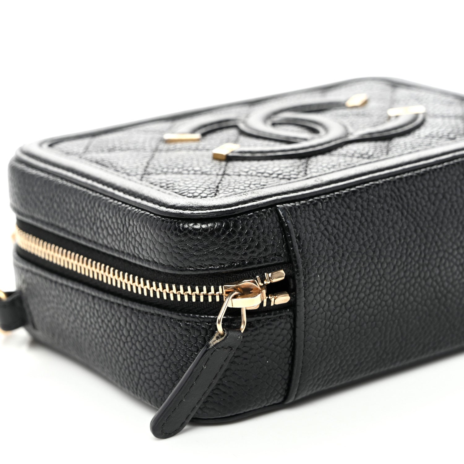 Chanel Caviar Quilted CC Filigree Vanity Clutch With Chain Black 9 of 10