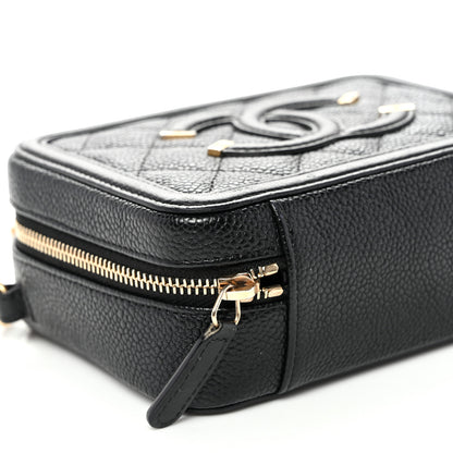 Chanel Caviar Quilted CC Filigree Vanity Clutch With Chain Black 9 of 10