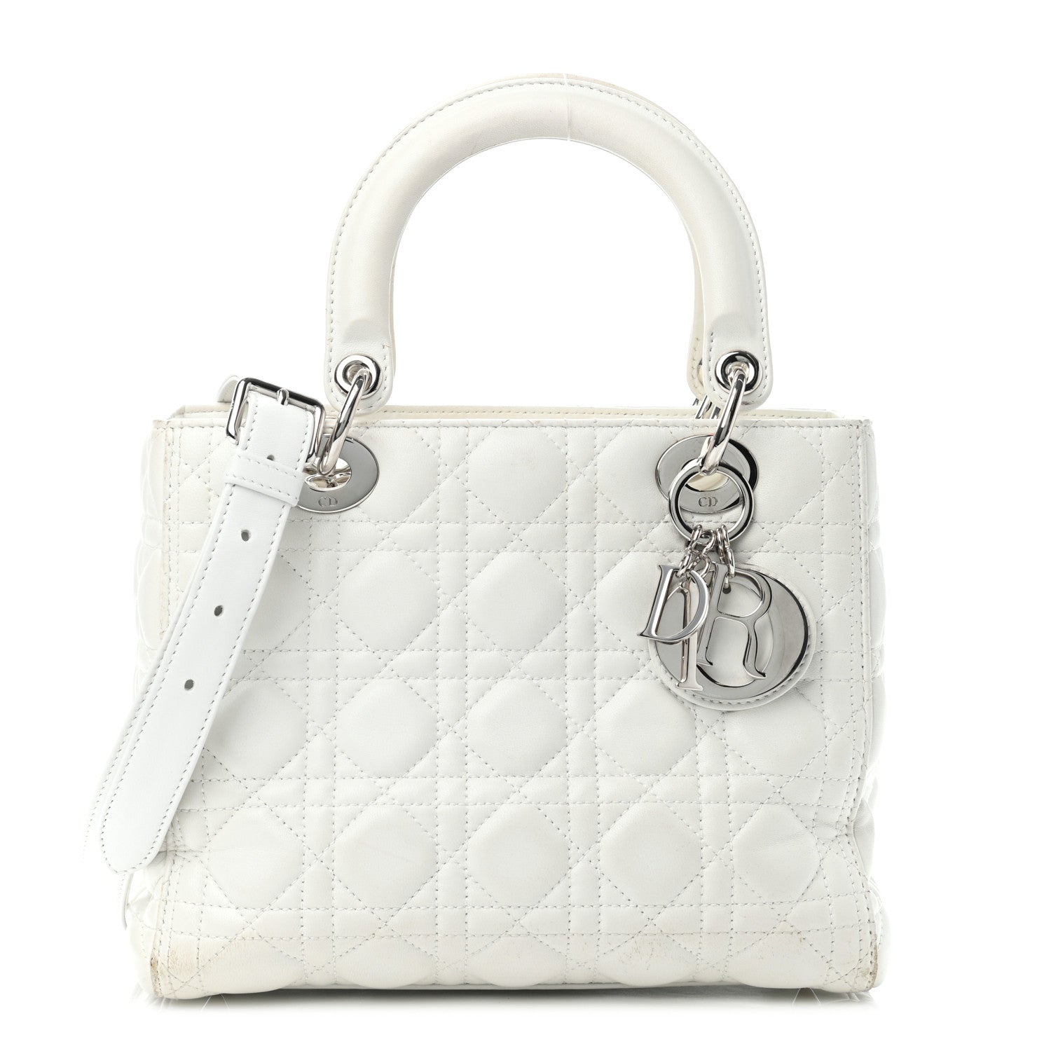 Christian Dior Lambskin Cannage Medium Lady Dior White 1 of 5