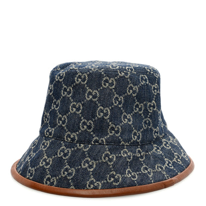 Gucci Washed Jacquard Denim Nappa GG Monogram Oscar Bucket Hat L Denim Cuir 4 of 8