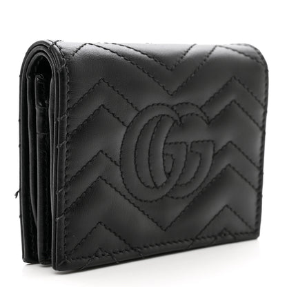 Gucci Calfskin Matelasse GG Marmont Card Case Wallet Black 3 of 8