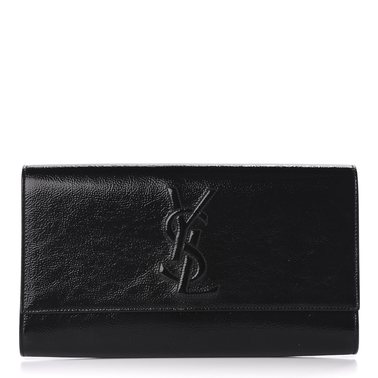 Saint Laurent Textured Patent Monogram Belle De Jour Clutch Black 1 of 7