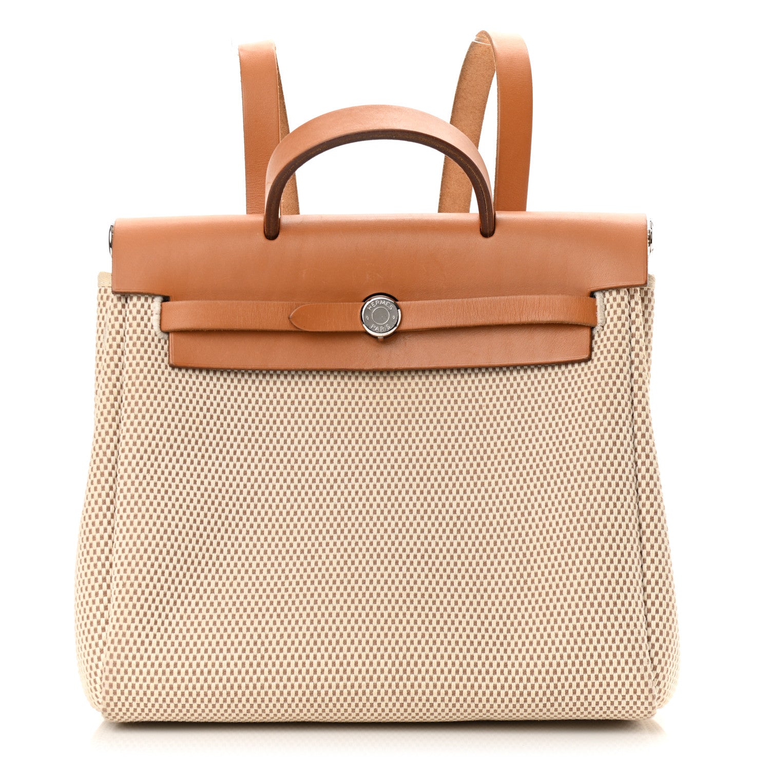 Hermes Toile Vache Calfskin Herbag 30 PM Backpack Natural 1 of 20
