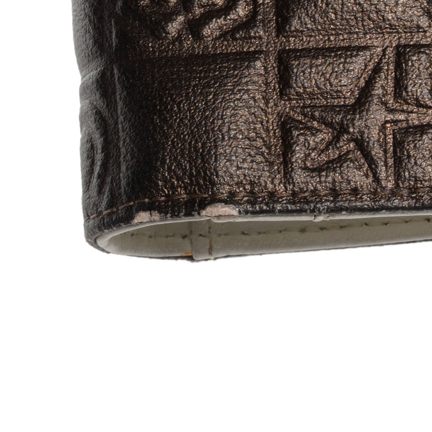 Calfskin Embossed Precious Symbols Yen Wallet Bronze
