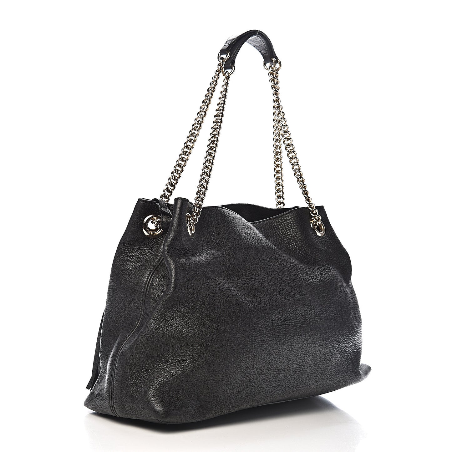 Pebbled Calfskin Medium Soho Chain Shoulder Bag Black
