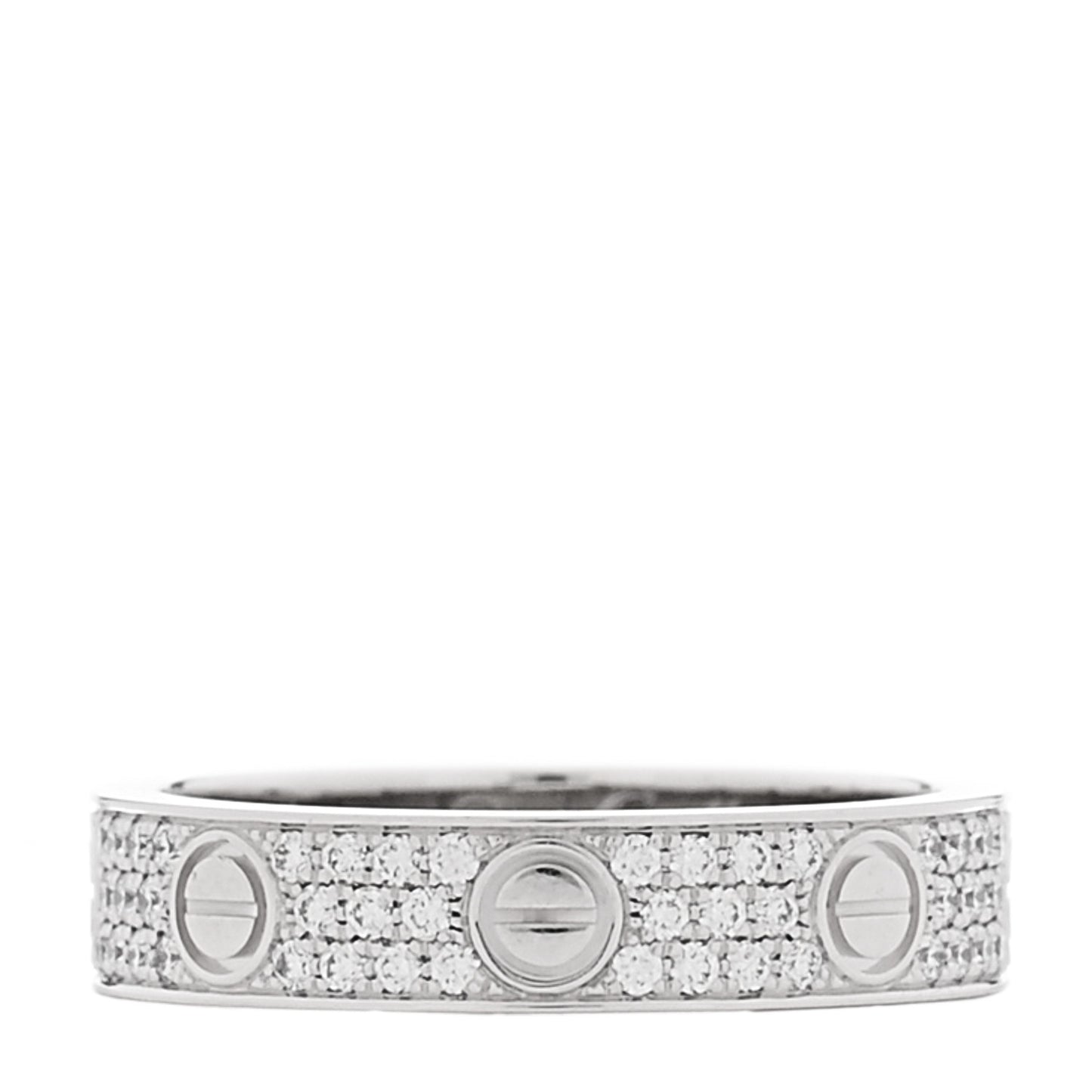 18K White Gold Diamond 4mm LOVE Wedding Paved Band Ring 48 4.5