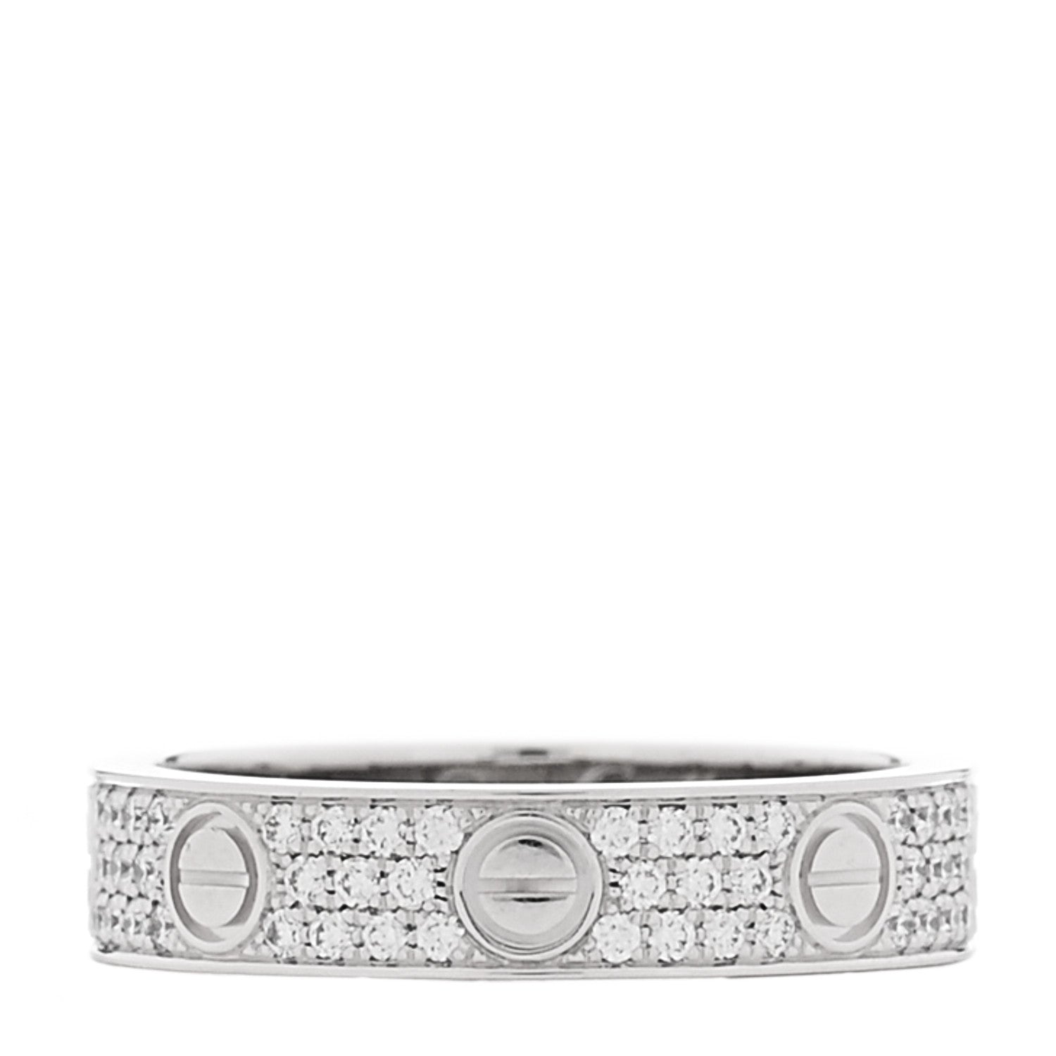 Cartier 18K White Gold Diamond 4mm LOVE Wedding Paved Band Ring 48 4.5 1 of 4