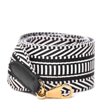 Hermes Toile Swift 50mm Sangle Cavale Shoulder Strap Black Ecru 1 of 4