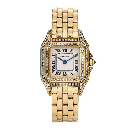Cartier 18K Yellow Gold Diamond 22mm Double Row Panthere Quartz Watch 1 of 4