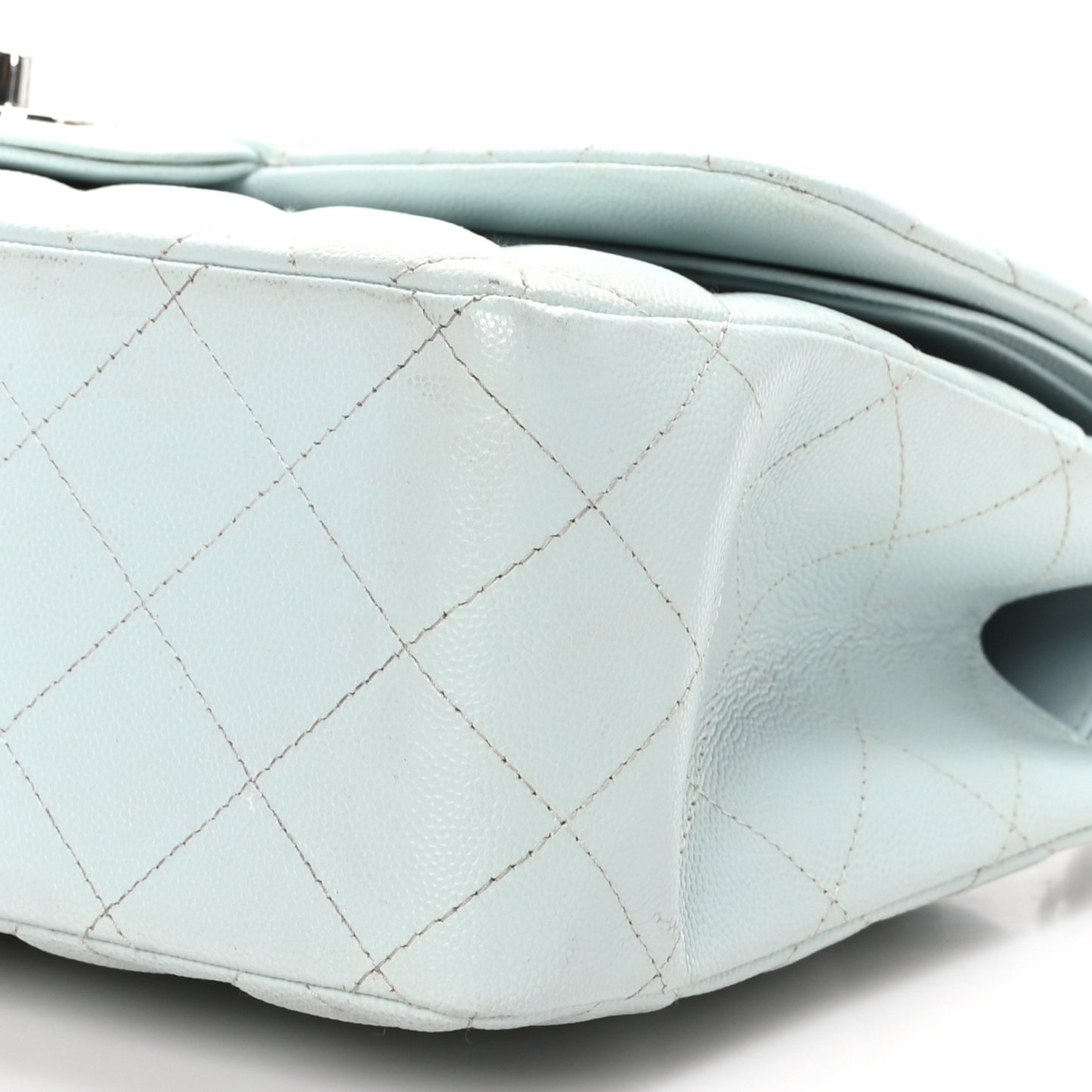 Caviar Quilted Jumbo Double Flap Light Blue