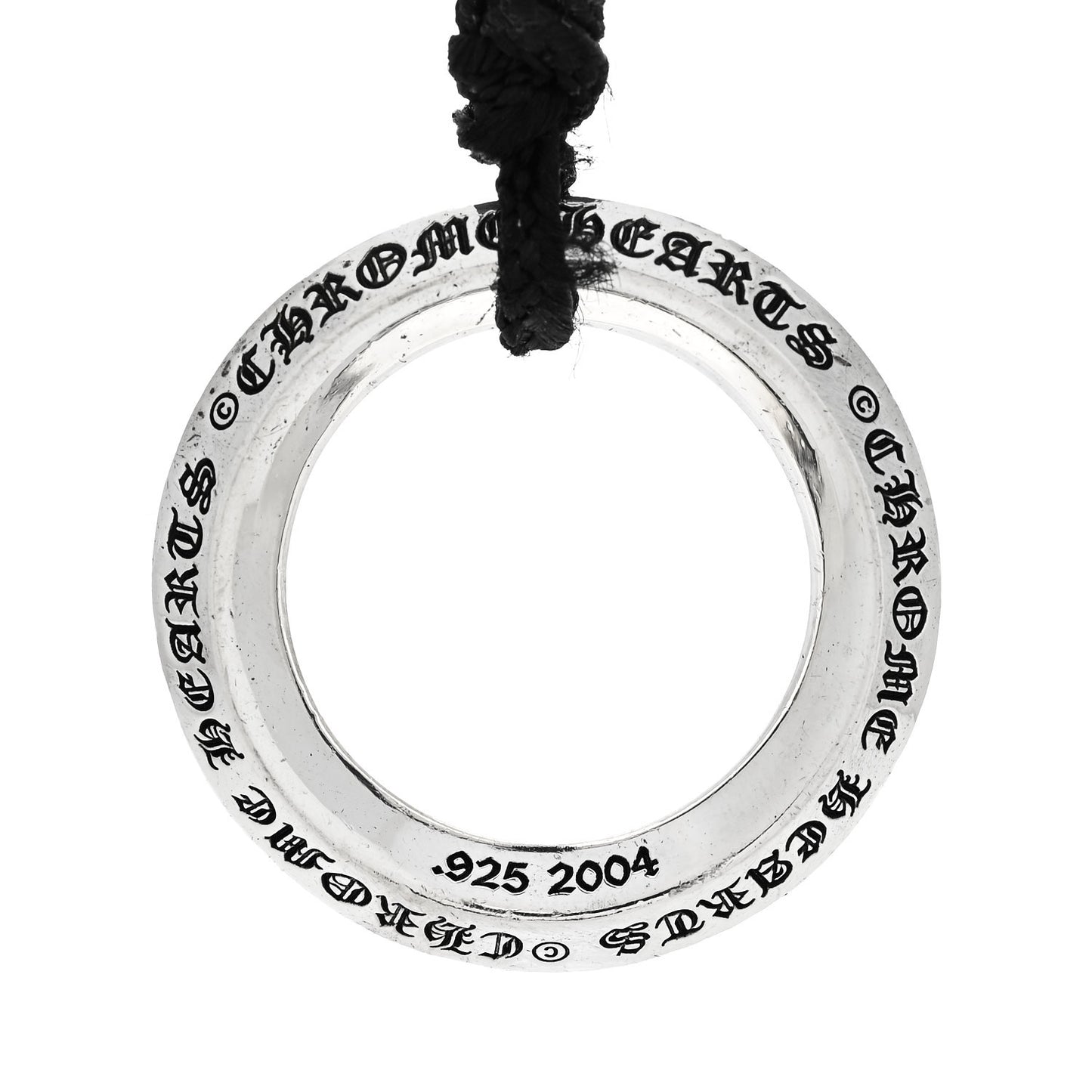 Sterling Silver Hoop Pendant Cord Necklace