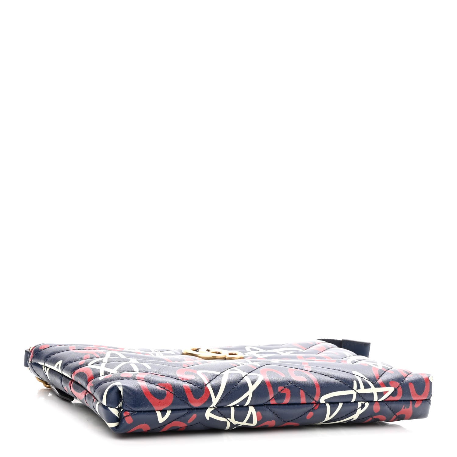 Gucci Calfskin Matelasse GucciGhost Mini GG Marmont Chain Bag Blue Agata Hibiscus Red 4 of 9
