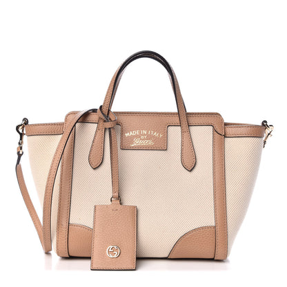 Gucci Linen Canvas Calfskin MIni Swing Top Handle Bag Natural 1 of 9