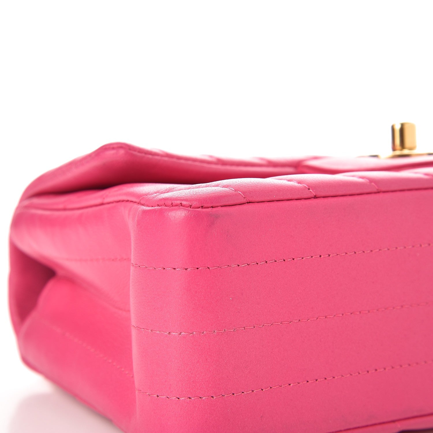 Chanel Lambskin Chevron Quilted Mini Rectangular Flap Fuchsia 8 of 9