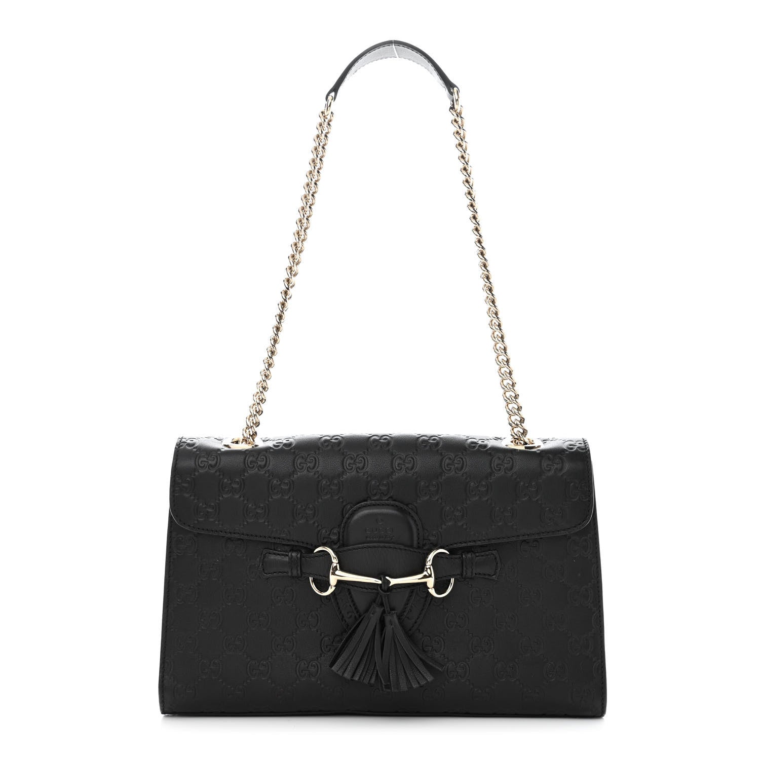 Gucci Guccissima Medium Emily Chain Shoulder Bag Black 1 of 12