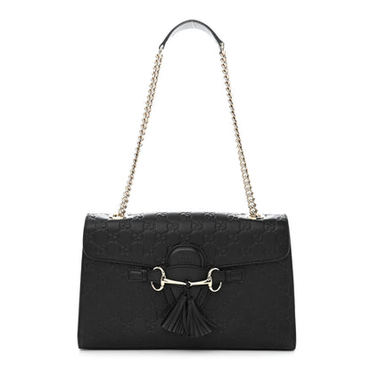 Gucci Guccissima Medium Emily Chain Shoulder Bag Black 1 of 12
