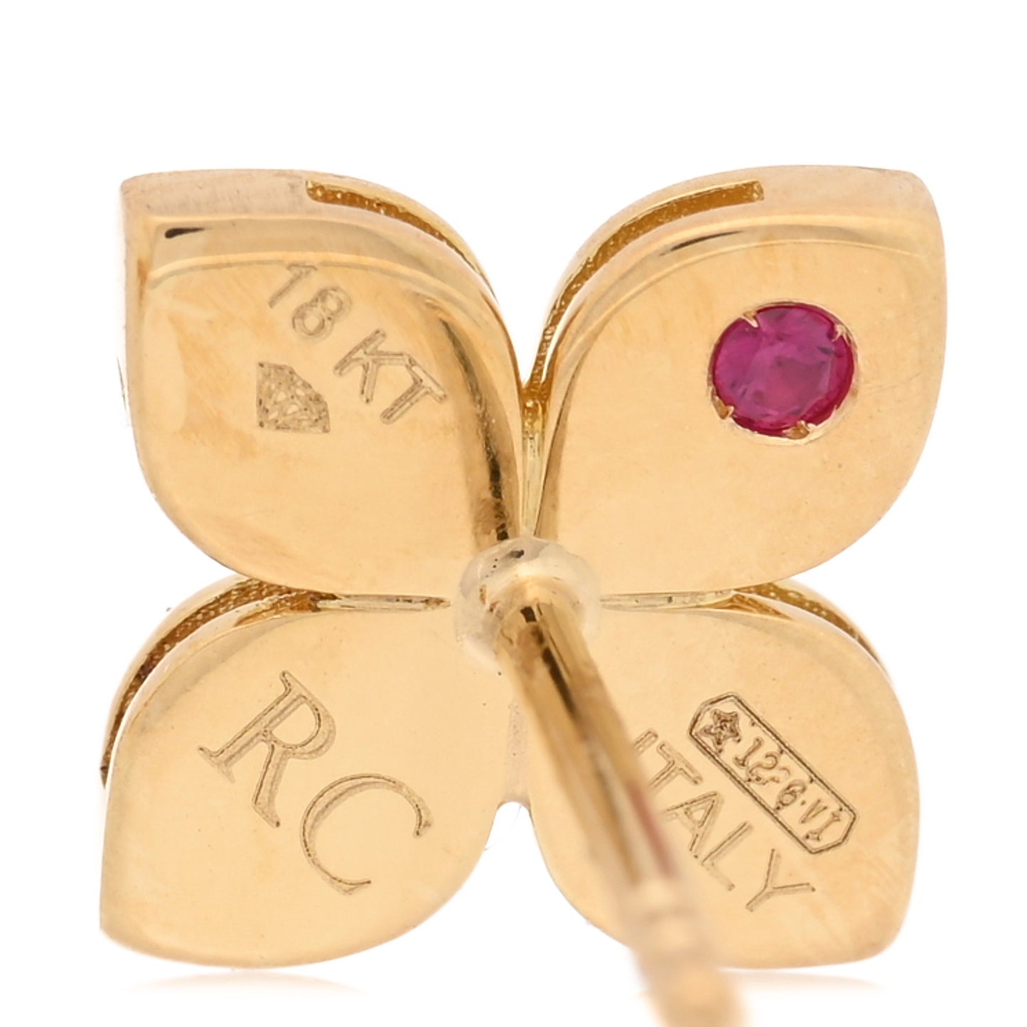 18K Yellow Gold Diamond Medium Love in Verona Flower Stud Earrings