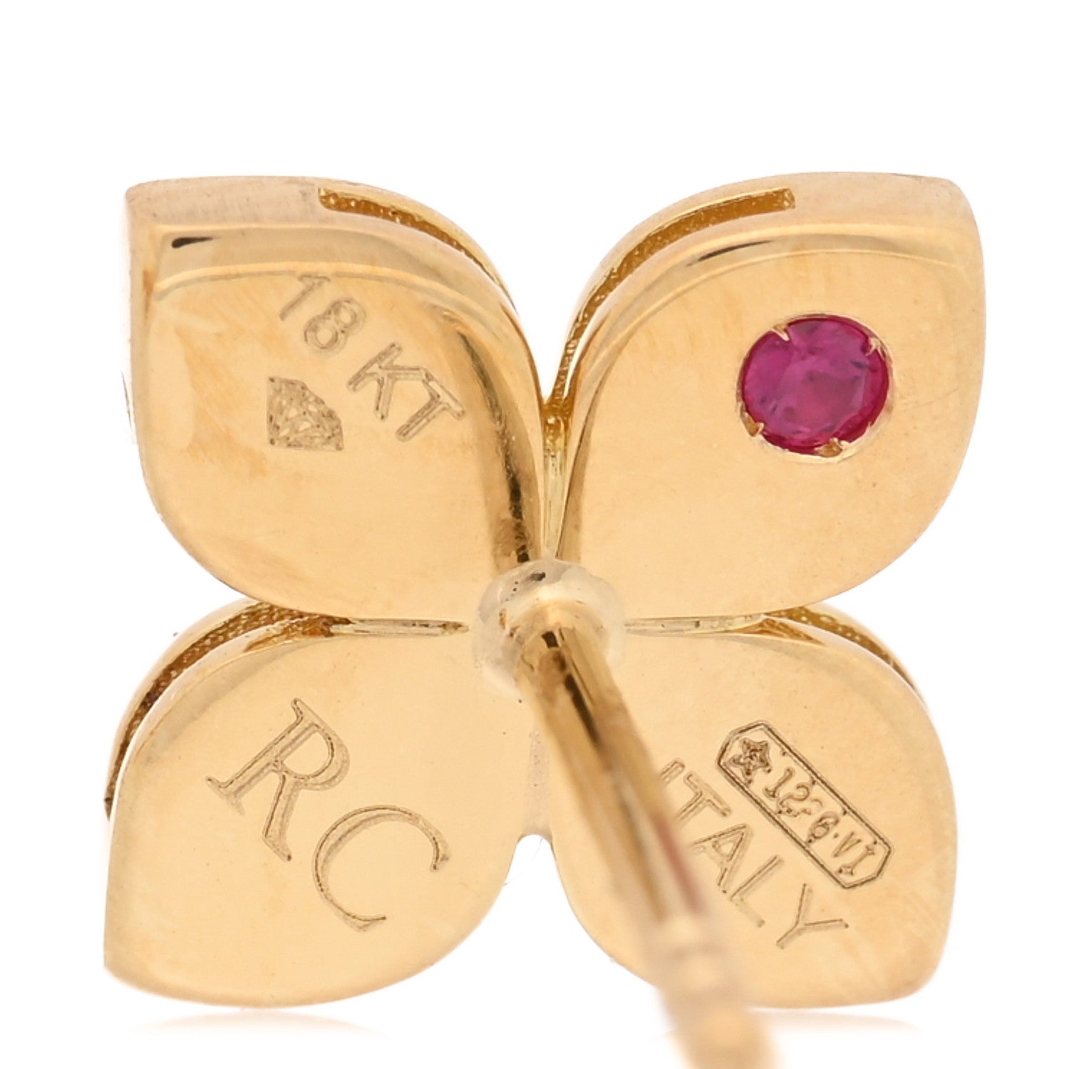 Roberto Coin 18K Yellow Gold Diamond Medium Love in Verona Flower Stud Earrings 4 of 5