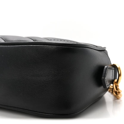 Gucci Calfskin Matelasse Mini GG Marmont Chain Shoulder Bag Black 10 of 10