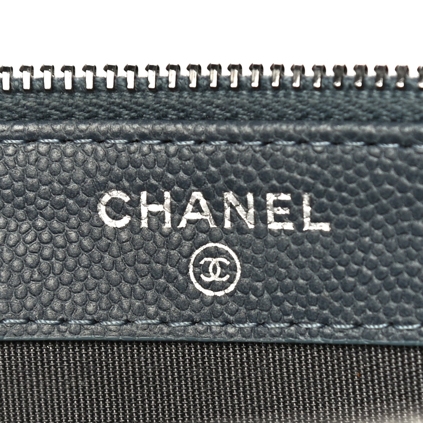 Caviar Quilted Small Clutch With Chain Grey