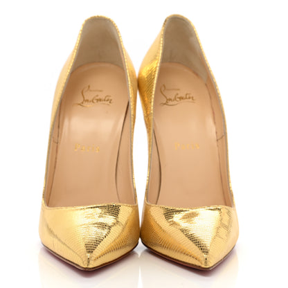 Christian Louboutin Laminato Dino So Kate 120 Pumps 38 Gold 2 of 9