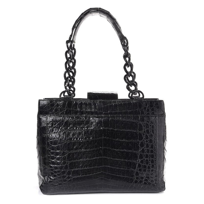 Nancy Gonzalez Glossy Crocodile Chain Tote Black 1 of 15