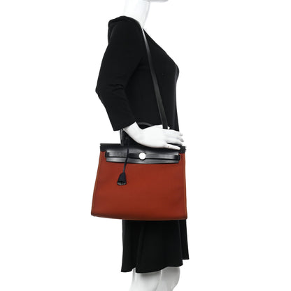 Hermes Vache Hunter Toile Herbag Zip 31 PM Cuivre Black 2 of 15
