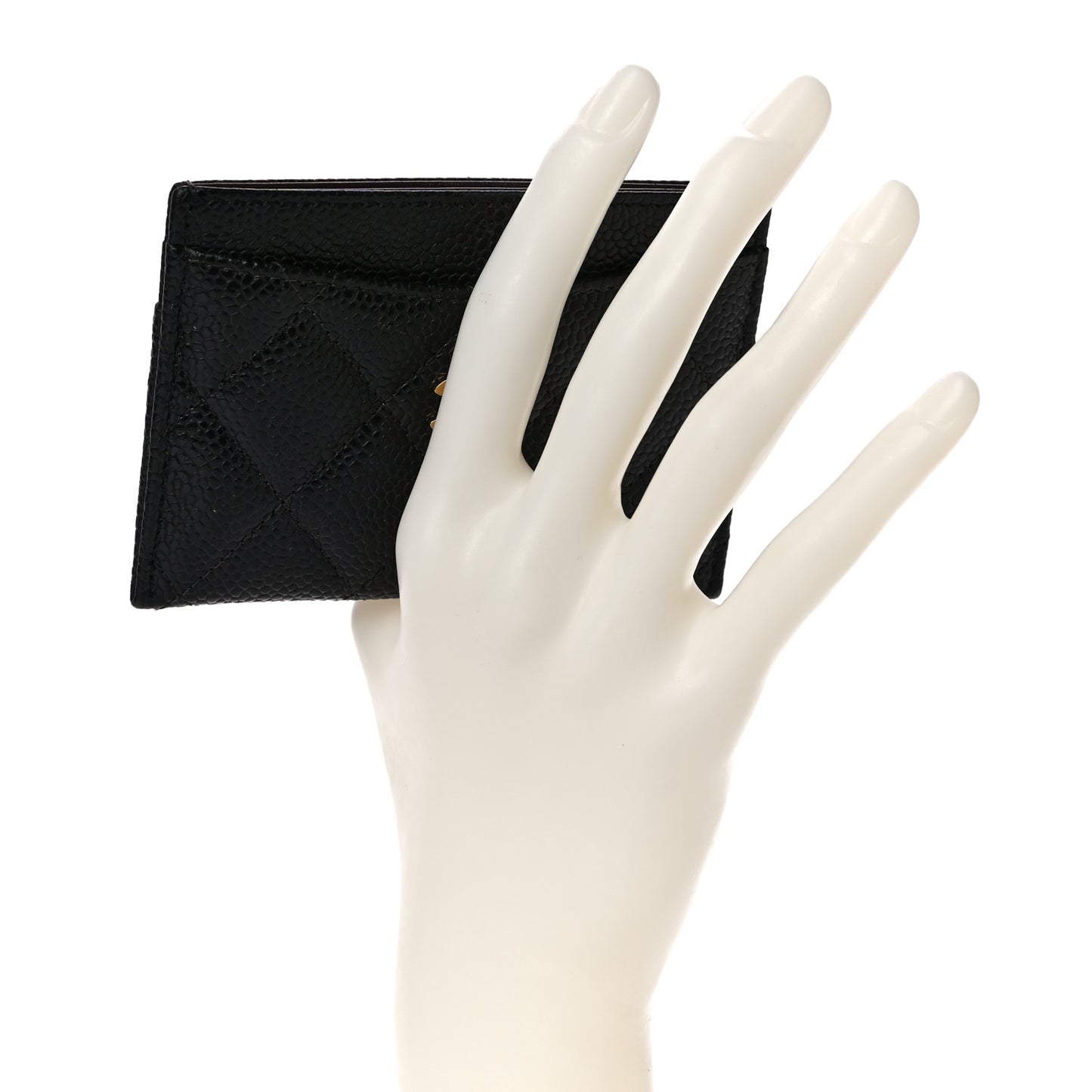 Caviar Quilted Card Holder Black