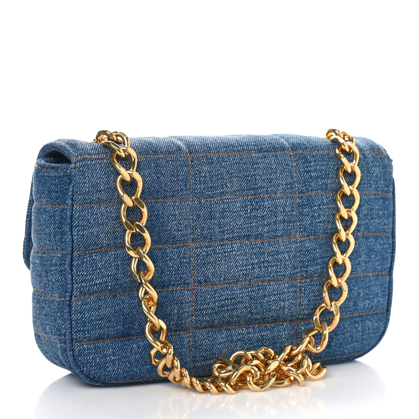 Denim Matelasse Chain Shoulder Bag Blue