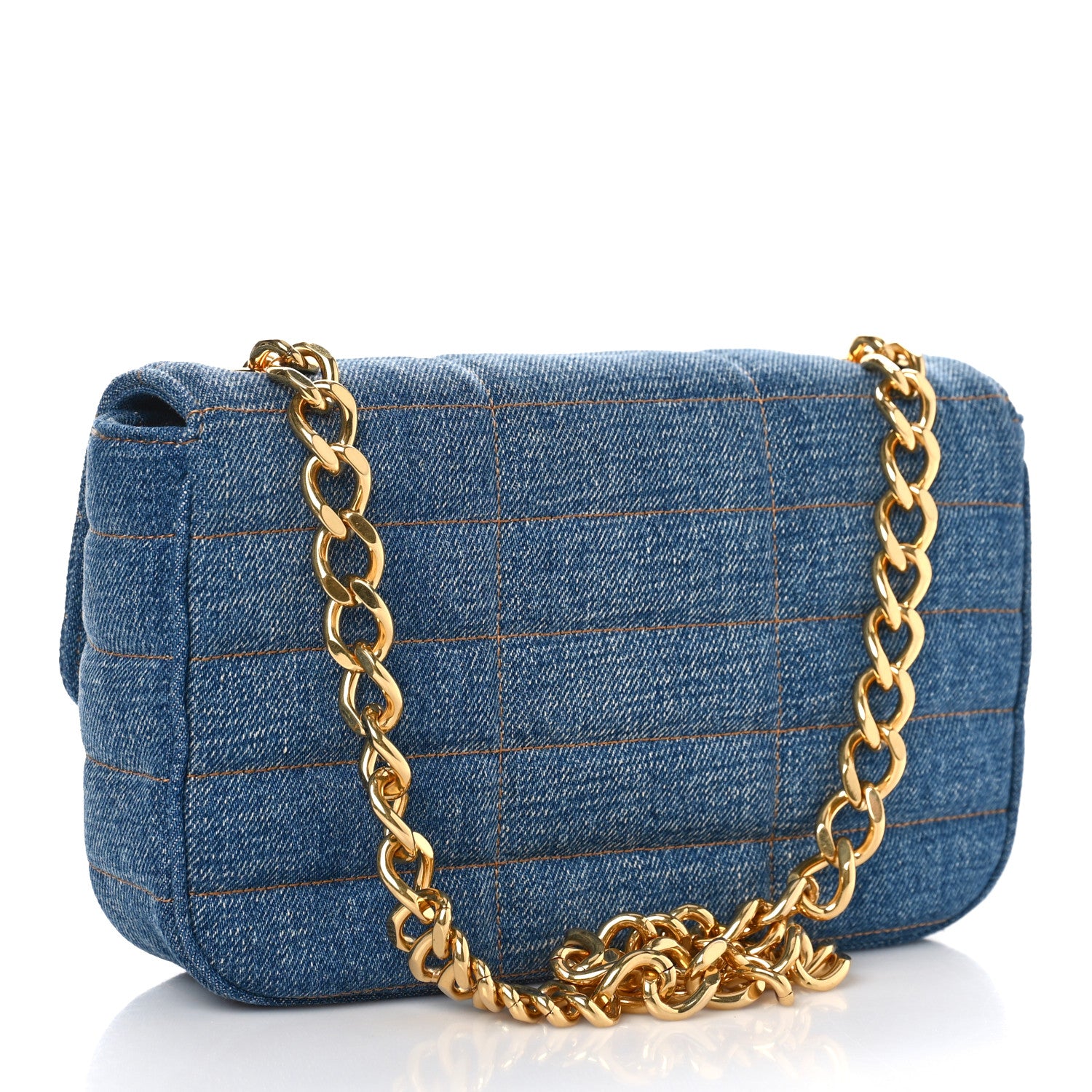 Celine Denim Matelasse Chain Shoulder Bag Blue 3 of 8